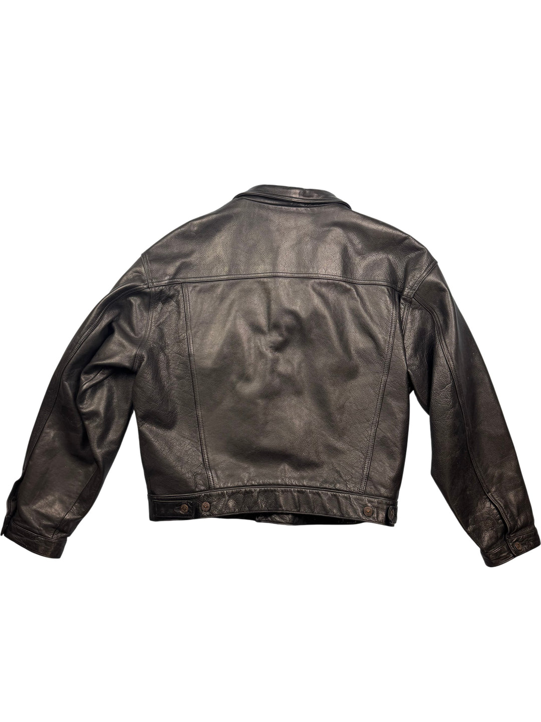 Levi's Black Leather Jacket - XL - Think Vintage