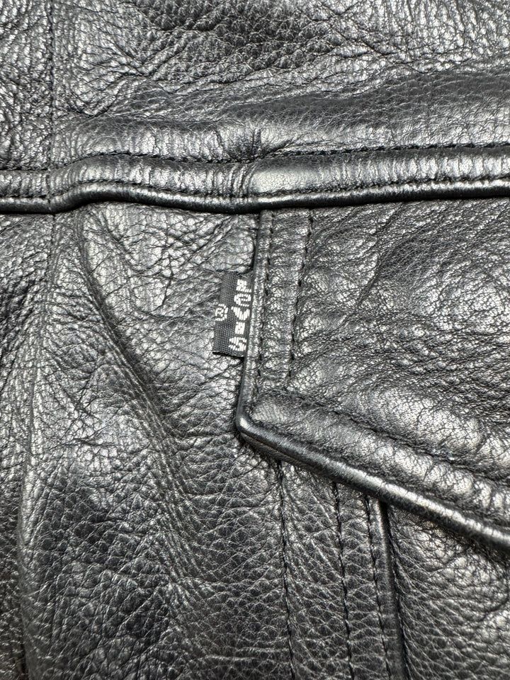 Levi's Black Leather Jacket - XL - Think Vintage Online Ltd