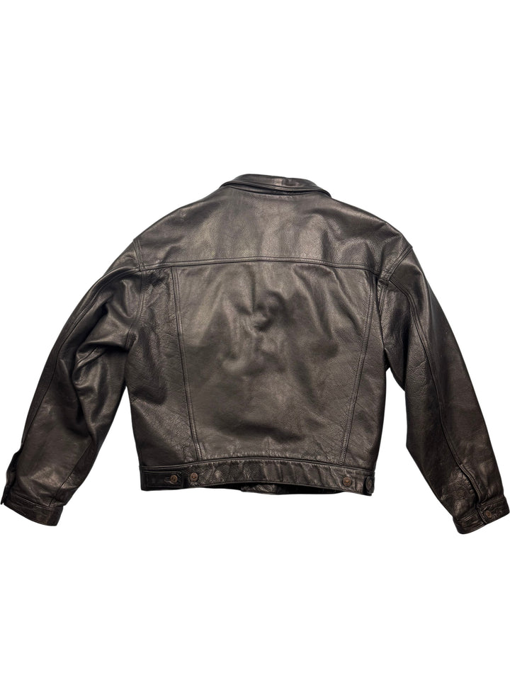 Levi's Black Leather Jacket - XL - Think Vintage ltd