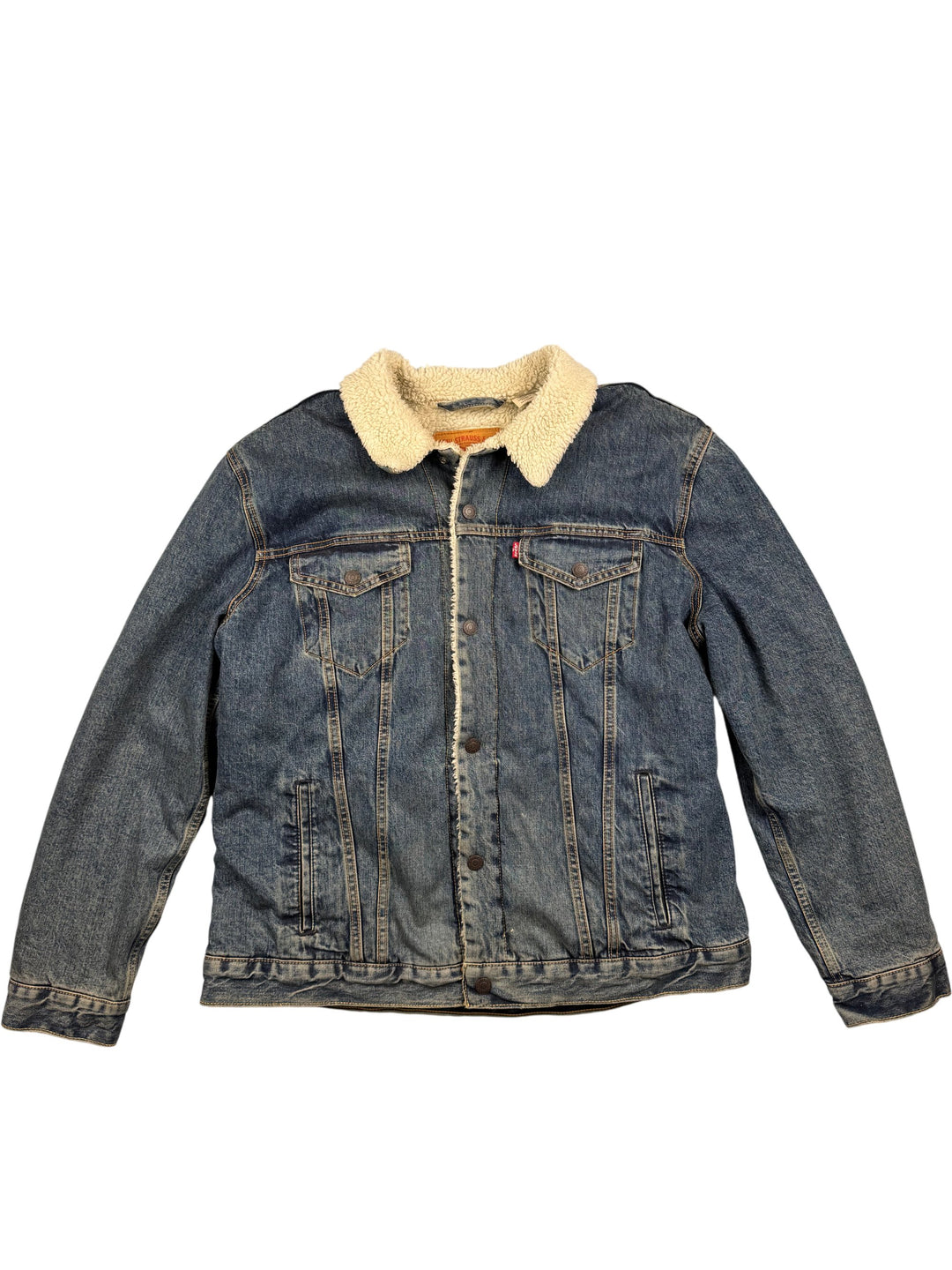 Levi's Faux Fur Lined Denim Trucker Jacket - XXL - Think Vintage Online Ltd