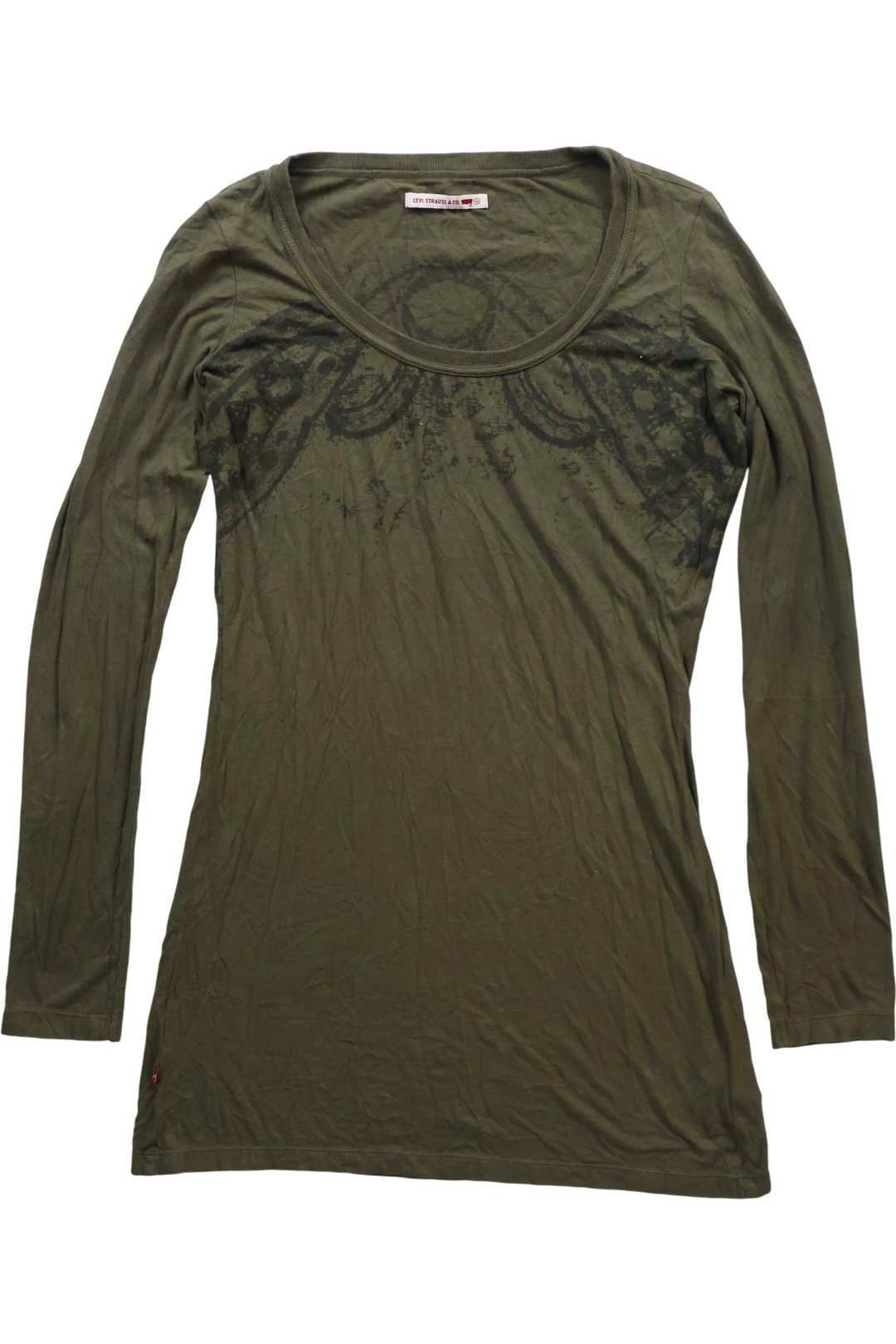 Levi’s Graphic Long Sleeve Top Khaki - S - Think Vintage ltd