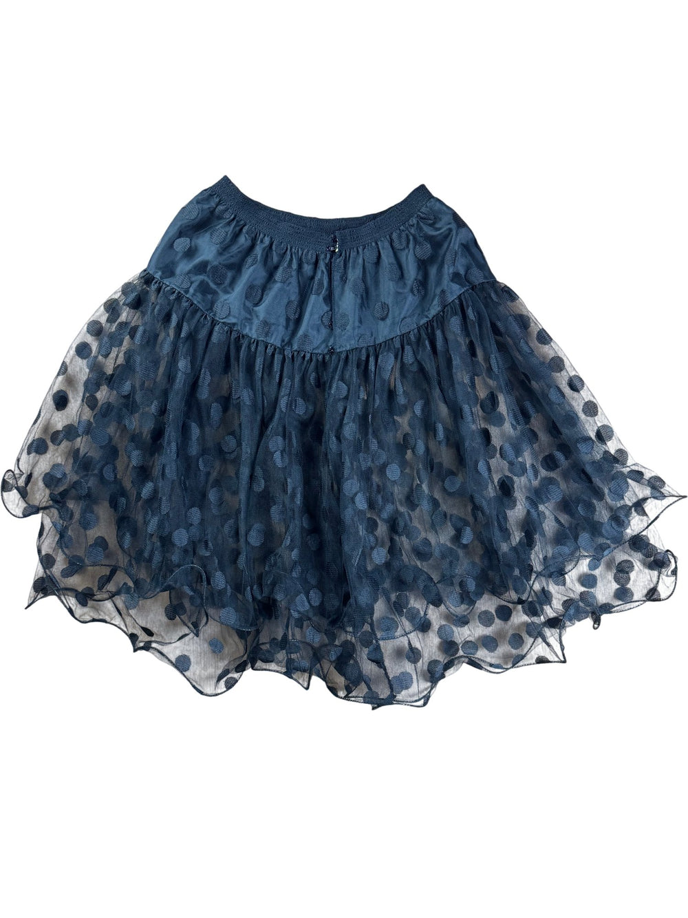 Liberty Black Polka Dot Overlay Skirt - W28-34 - Think Vintage ltd