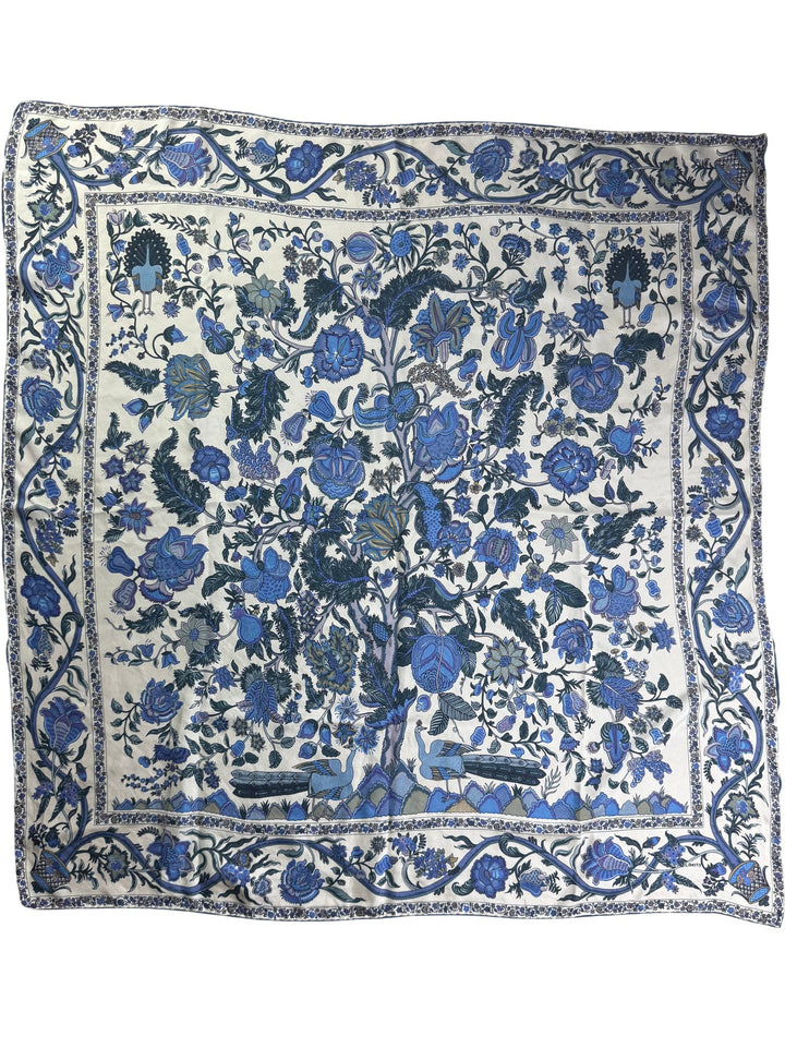 Liberty Blue Floral Patterned Scarf - Think Vintage ltd
