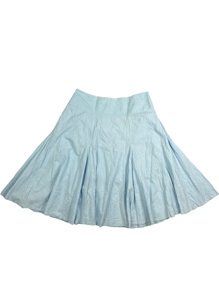 Light Blue Embroidered Circle Skirt - L - Think Vintage