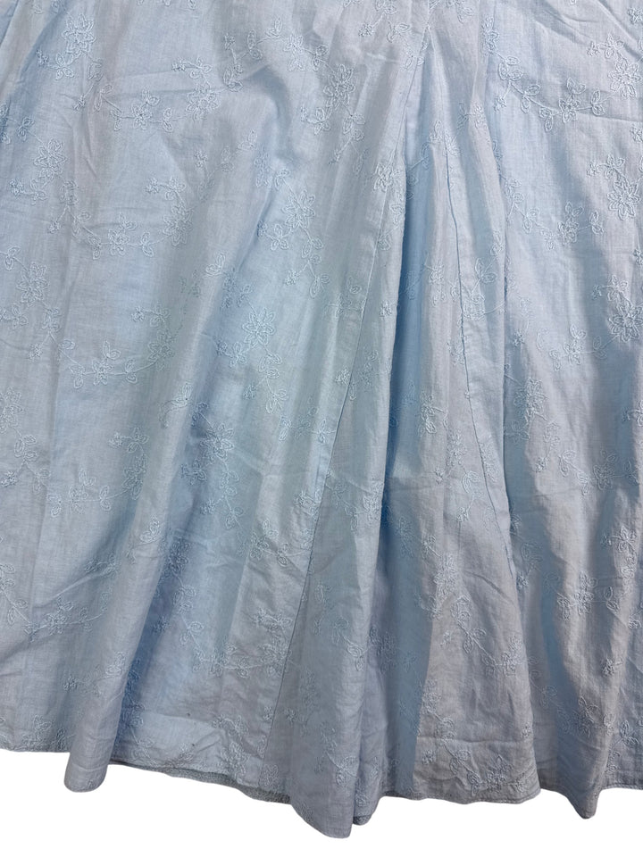 Light Blue Embroidered Circle Skirt - L - Think Vintage