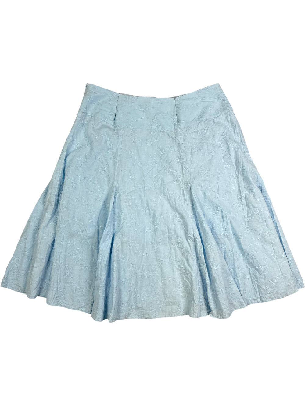 Light Blue Embroidered Circle Skirt - L - Think Vintage Online Ltd