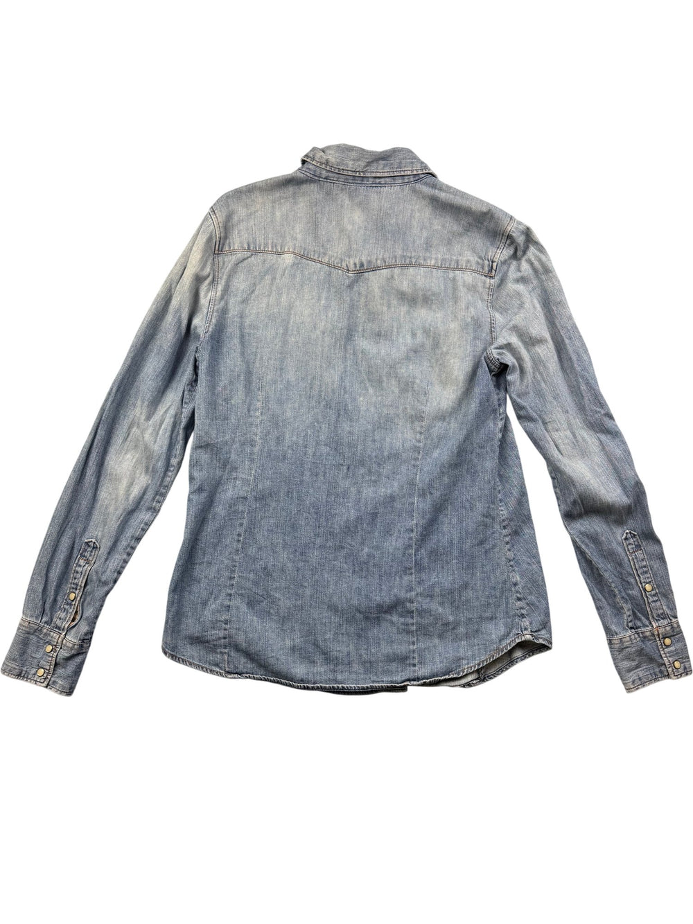 Light Wash Denim Long Sleeve Shirt - M - Think Vintage ltd