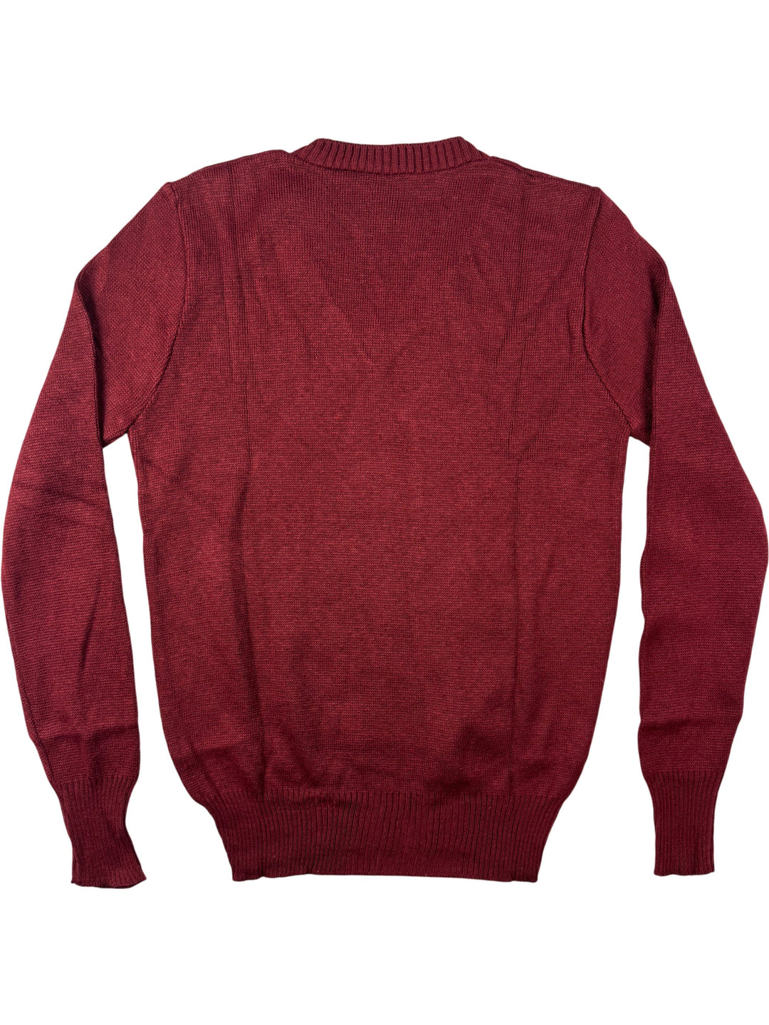 Lion Emblem V-Neck Burgundy Sweater - M - Think Vintage