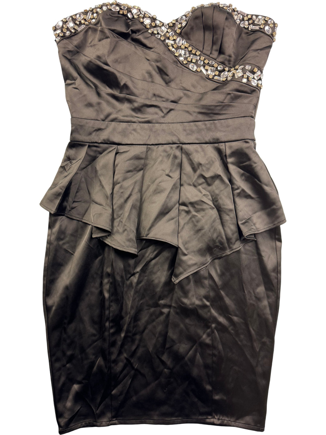 Lipsy Strapless Champagne Embellished Dress - M - Think Vintage
