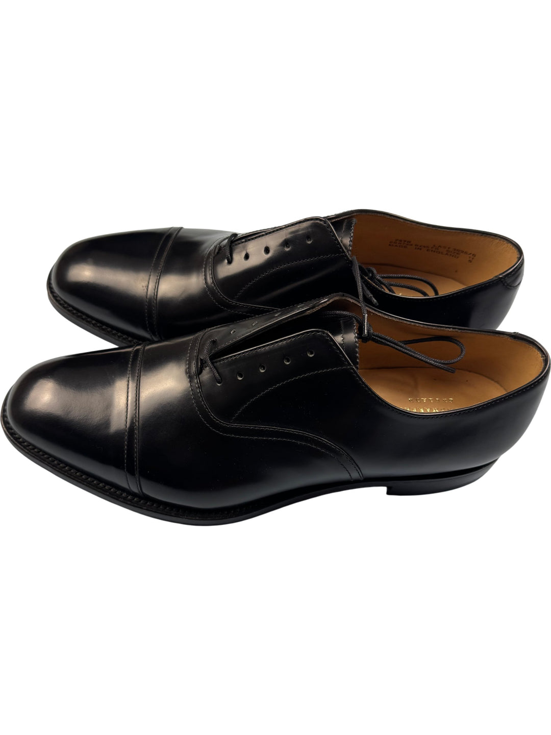 Loake Black Polished Leather Shoes - Think Vintage Online Ltd