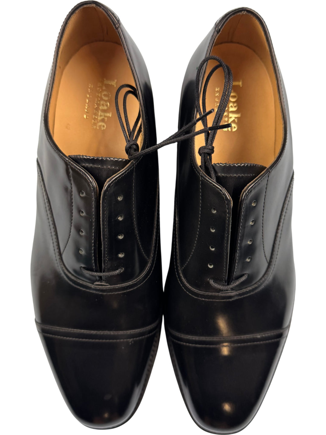 Loake Black Polished Leather Shoes - Think Vintage ltd