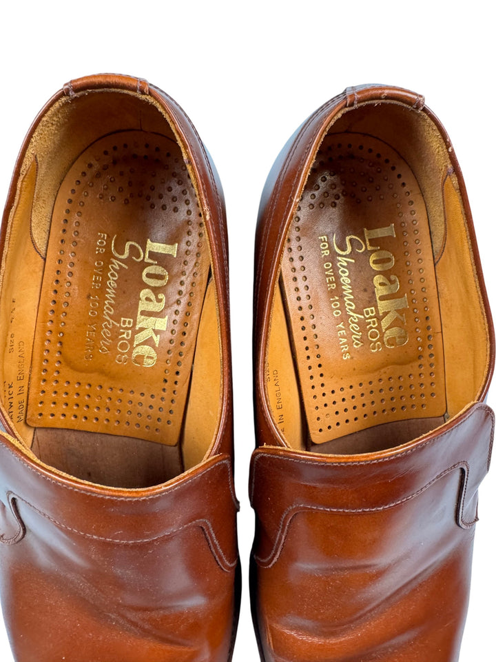 Loake Brown Leather Slip-On Shoes - 9.5 - Think Vintage Online Ltd