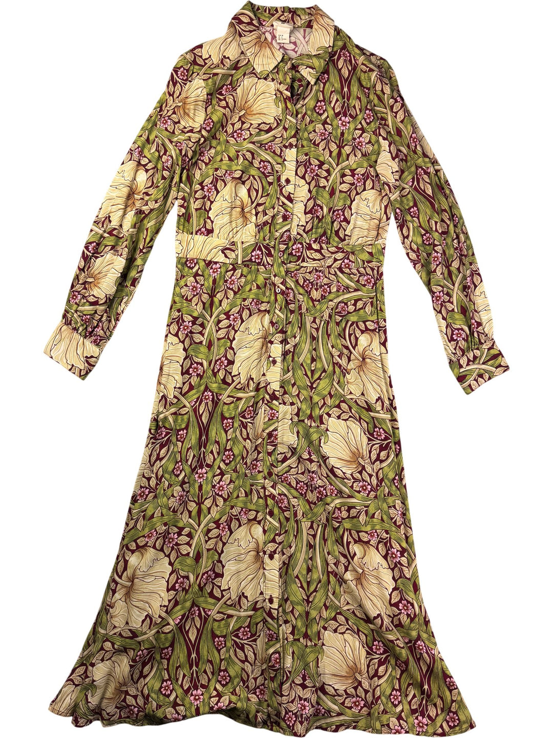 Long Sleeved Floral Dress - S - Think Vintage ltd