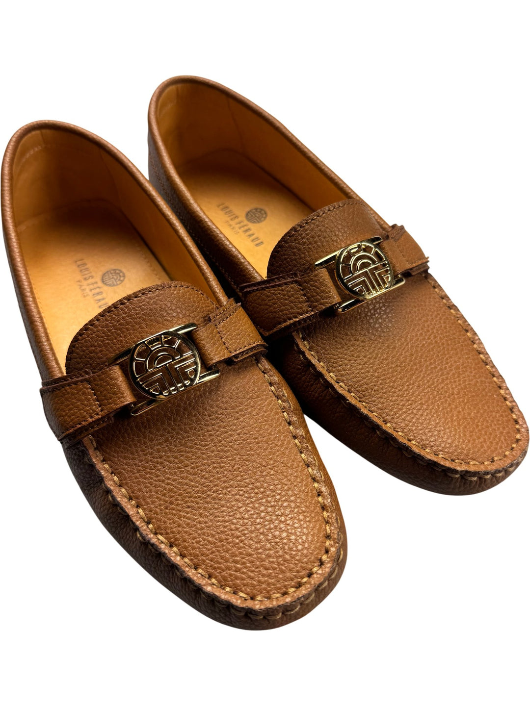 Louis Feraud Brown Leather Loafers - Size 4 - Think Vintage ltd