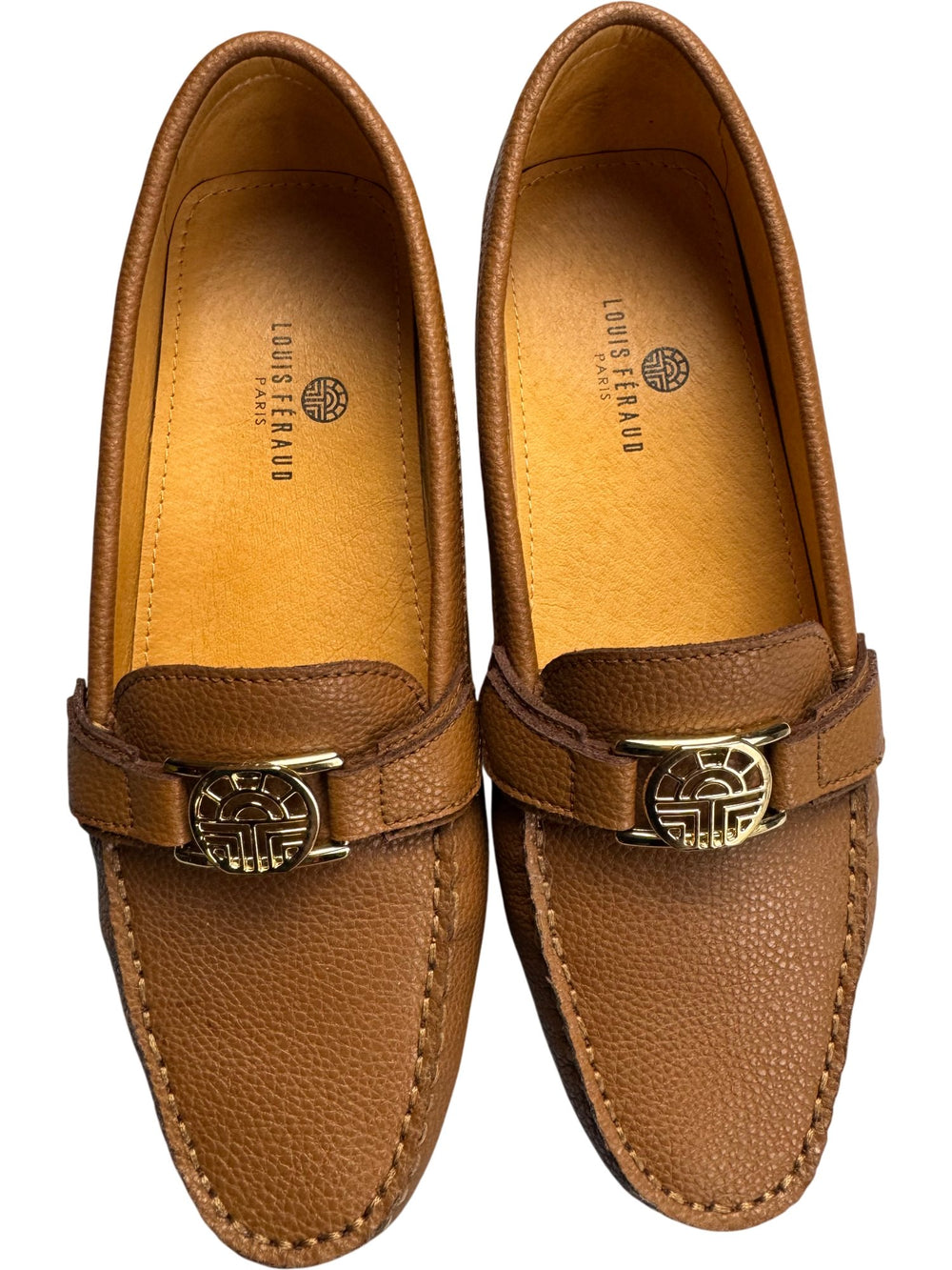 Louis Feraud Brown Leather Loafers - Size 4 - Think Vintage ltd