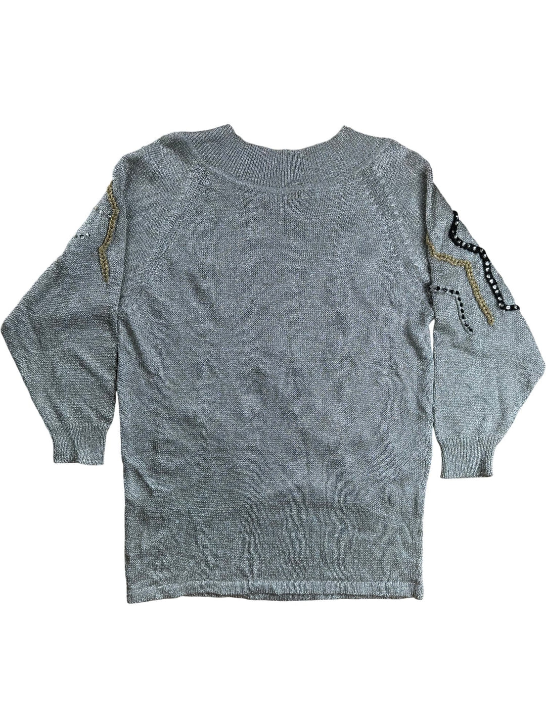 Louis London Silver Beaded Knit Sweater - L