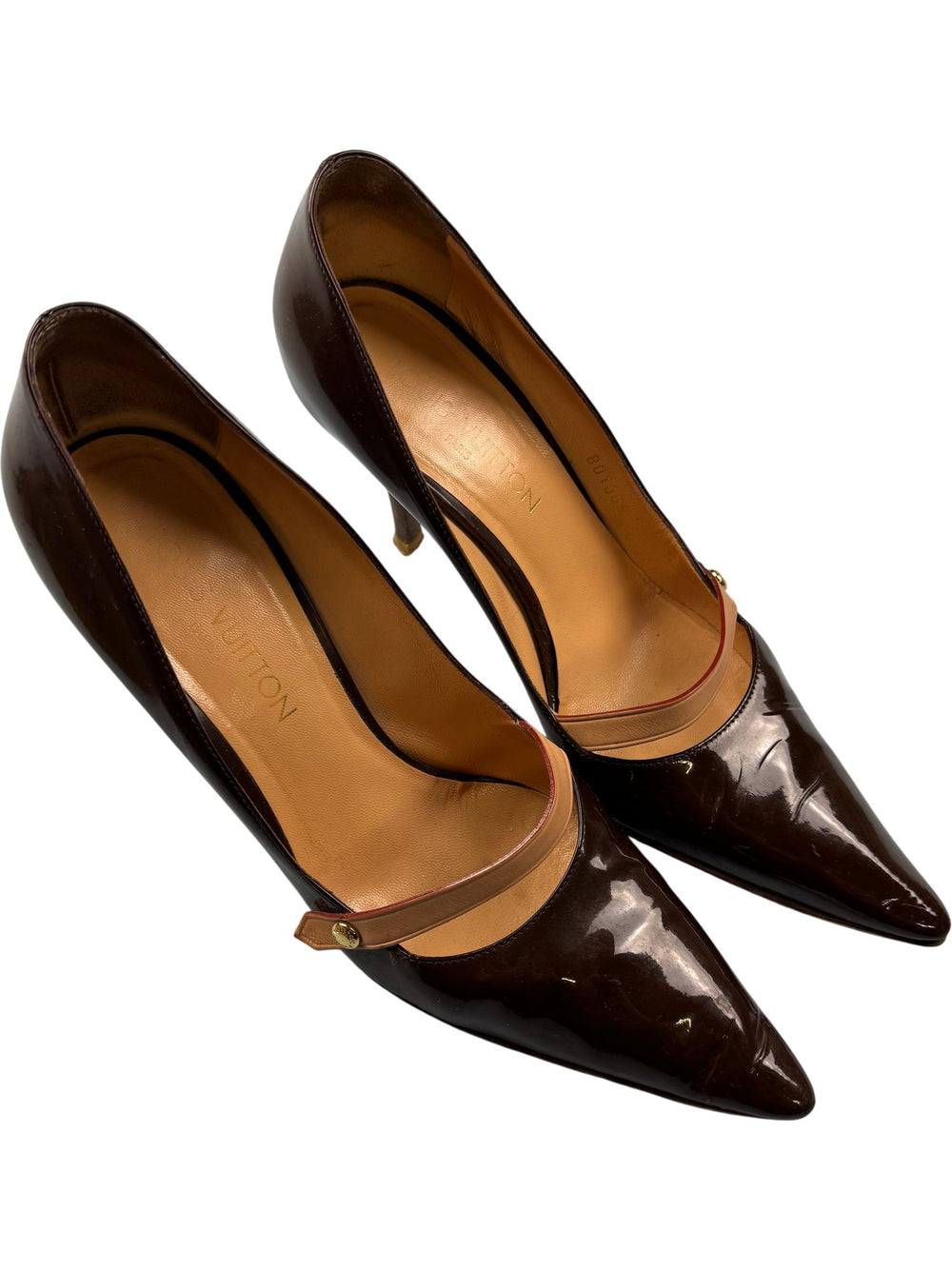 Louis Vuitton Brown Leather Pointed Toe Heels - Think Vintage ltd
