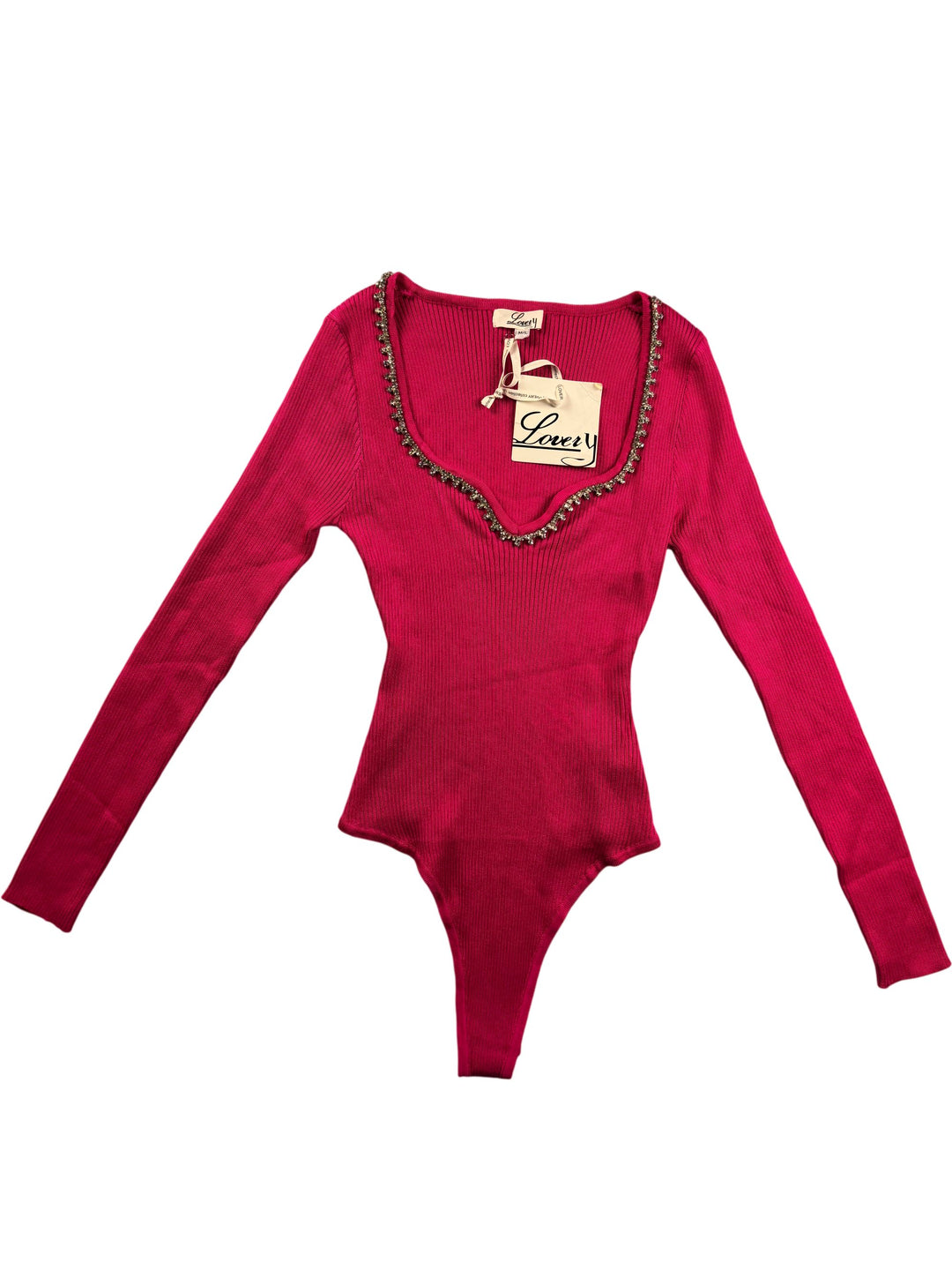 Lovery Pink Long Sleeve Bodysuit - XS - Think Vintage ltd