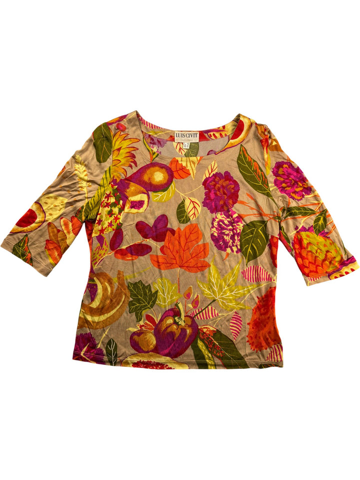 Luis Civit Floral Patterned Top - S/M - Think Vintage ltd