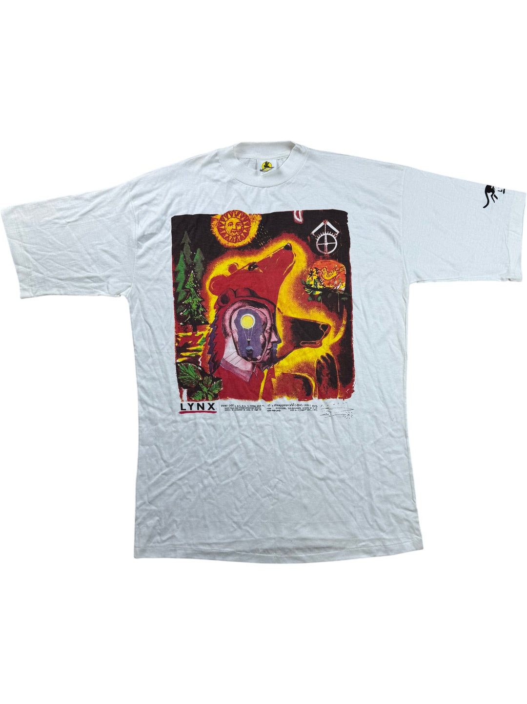 Lynx Graphic White T-Shirt by Flying Fruit - L - Think Vintage ltd