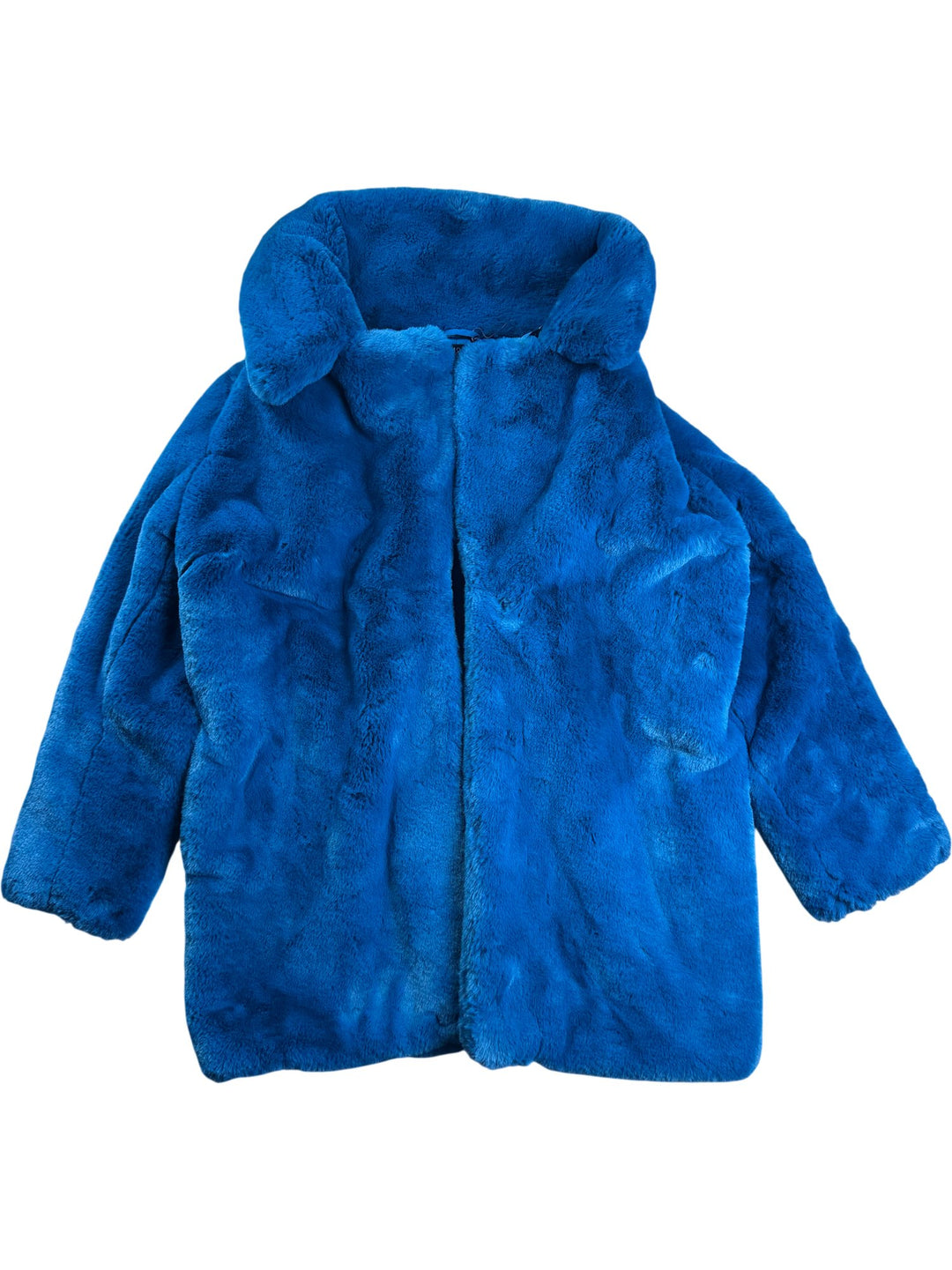 M&S Faux Fur Blue Coat - L - Think Vintage ltd