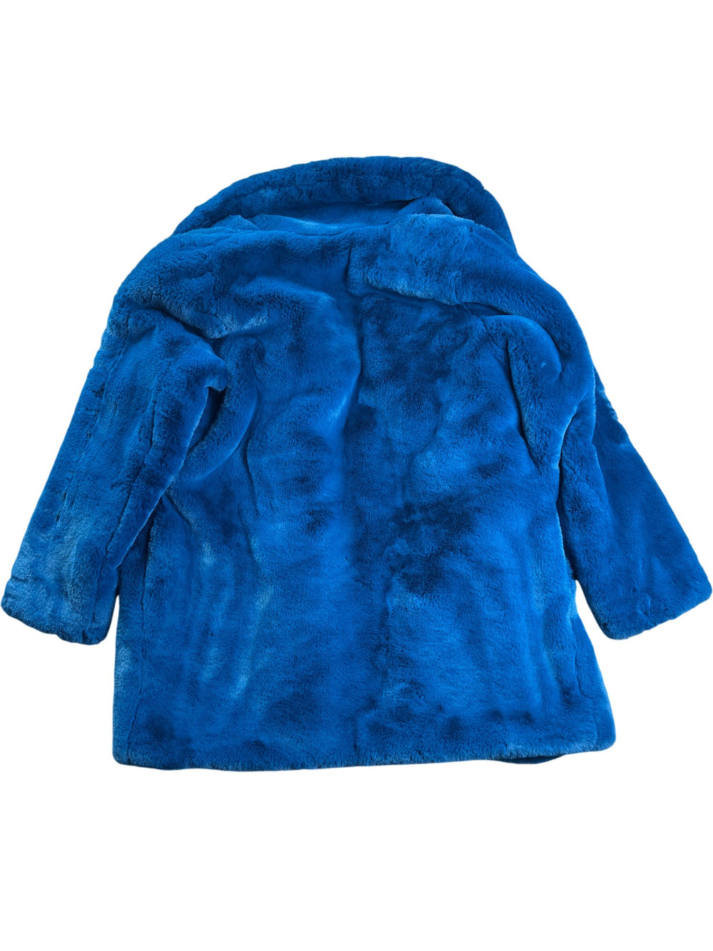 M&S Faux Fur Blue Coat - L - Think Vintage ltd