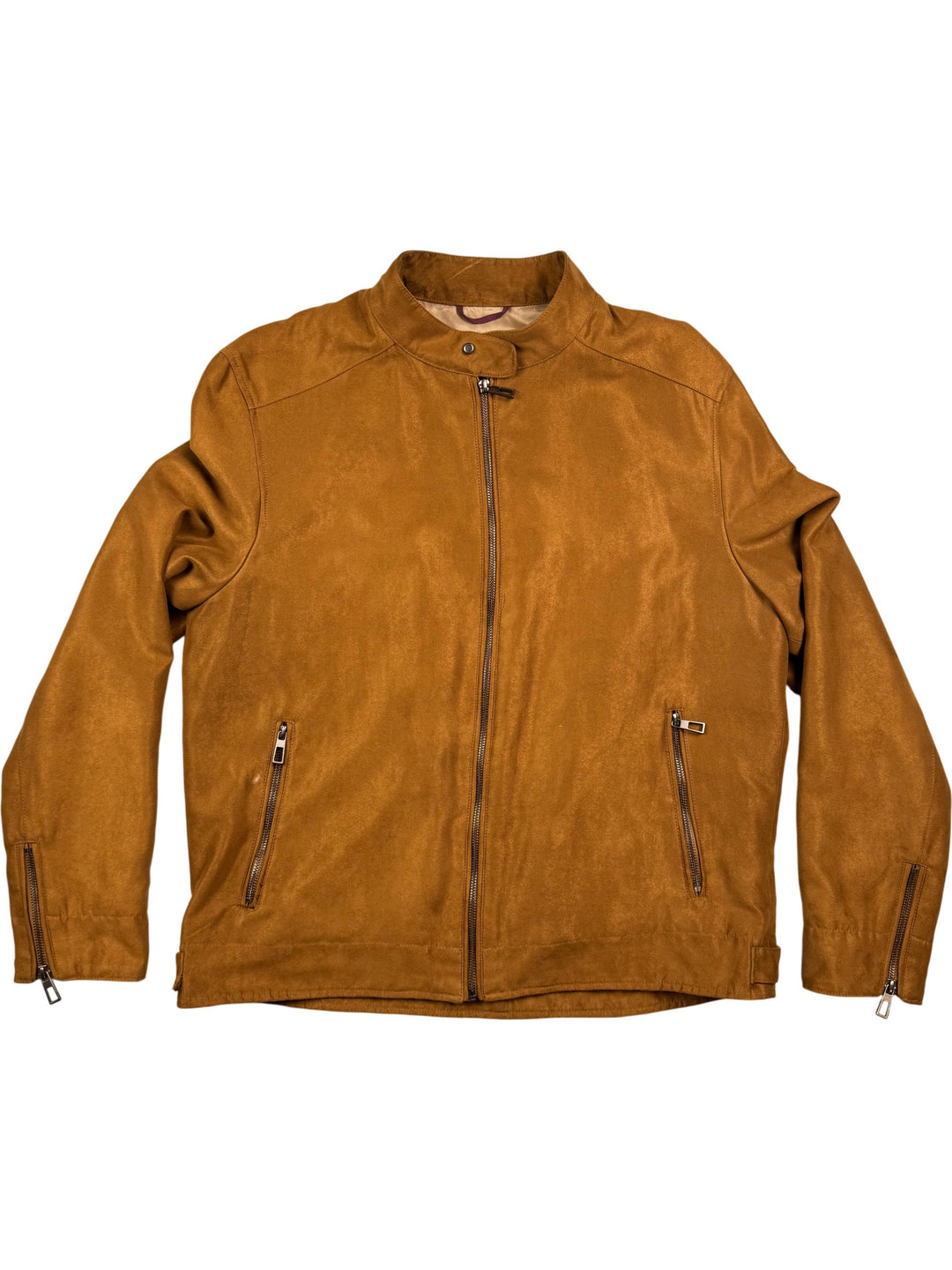 M&S Tan Faux Suede Jacket - L - Think Vintage