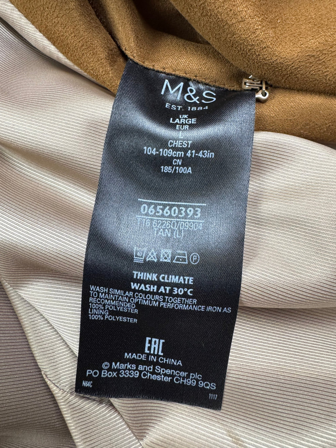 M&S Tan Faux Suede Jacket - L - Think Vintage ltd
