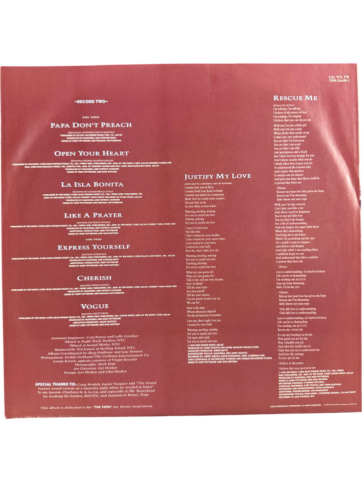 Madonna The Immaculate Collection Vinyl LP - Think Vintage Online Ltd