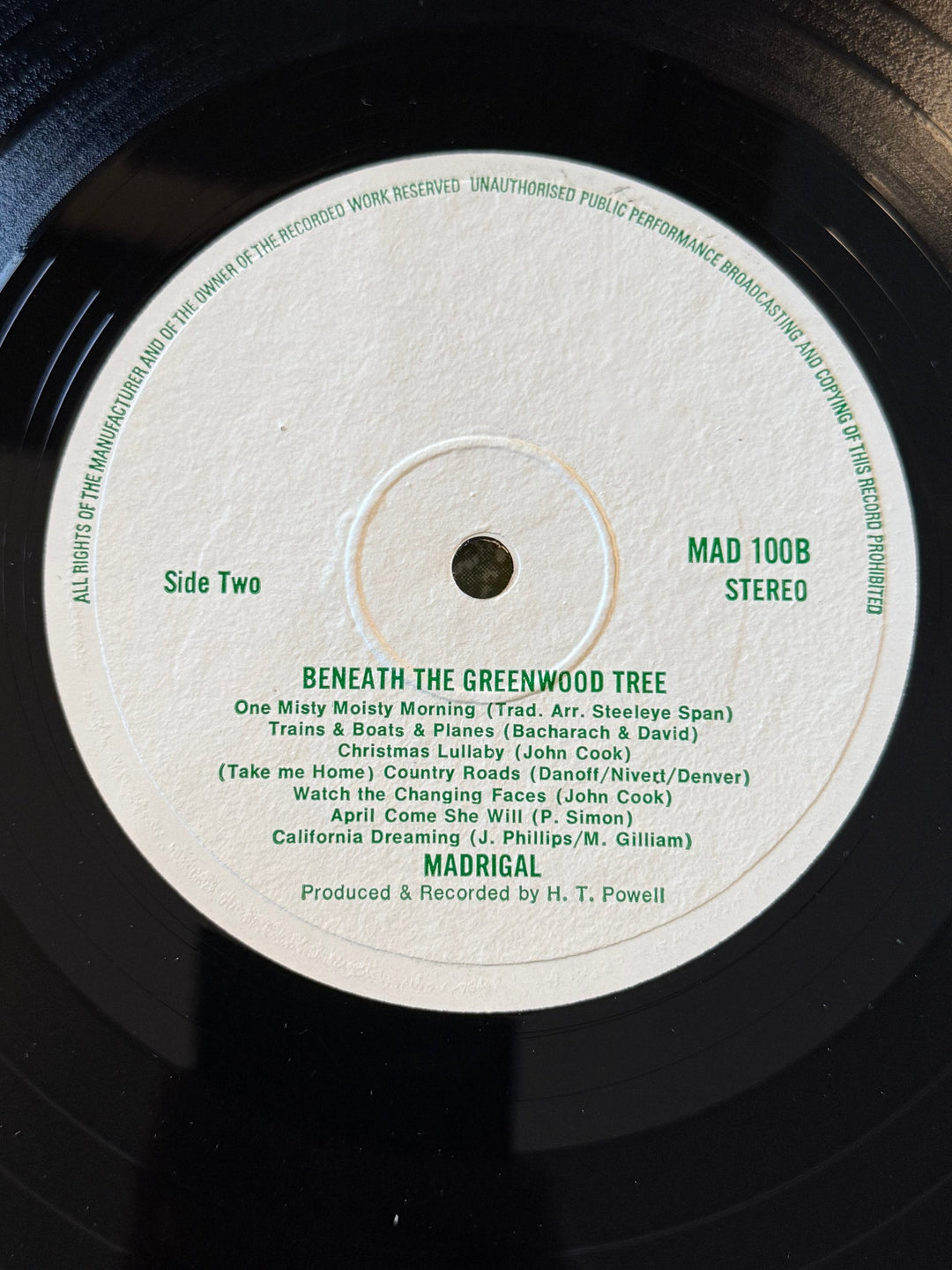 Madrigal Beneath The Greenwood Tree Vinyl - Think Vintage Online Ltd