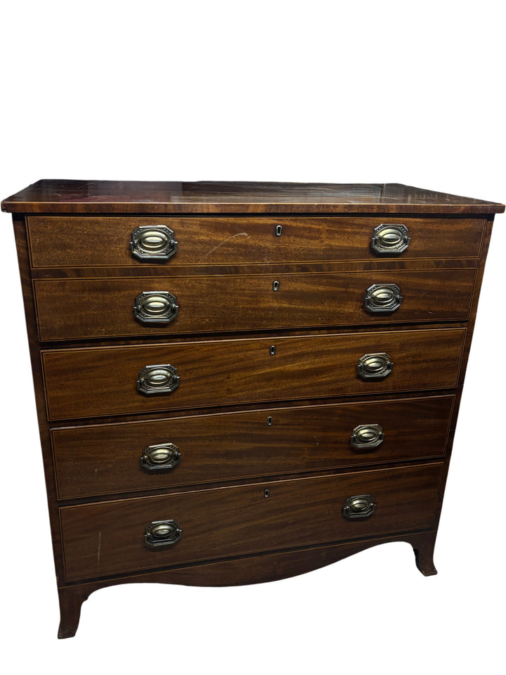 Mahogany Dresser With Brass Handles - Think Vintage