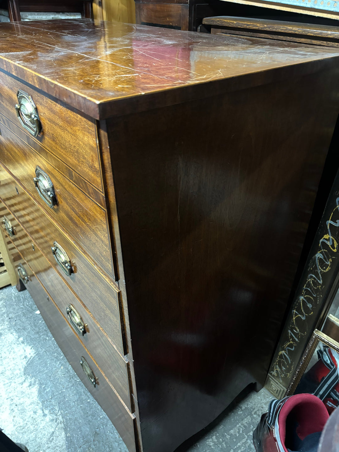 Mahogany Dresser With Brass Handles - Think Vintage