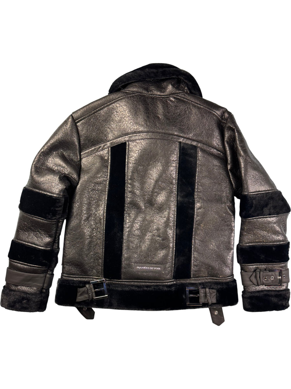 Manière De Voir PU Faux Fur Jacket - M - Think Vintage ltd