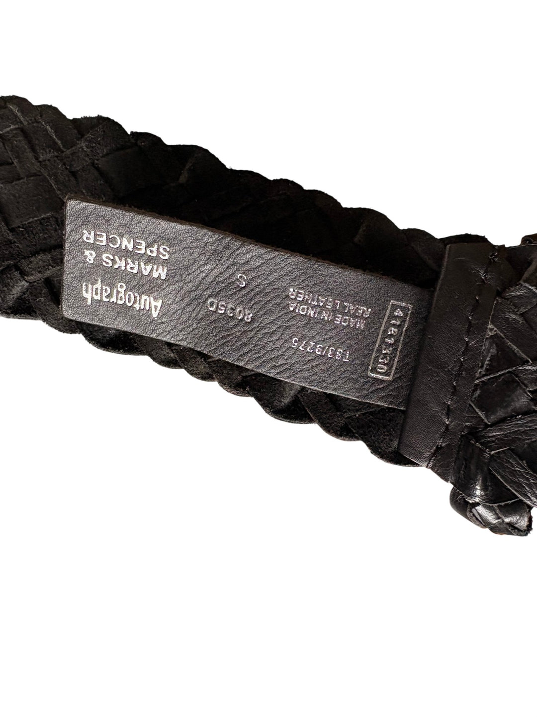 Marks & Spencer Black Woven Leather Belt - One Size Fits All