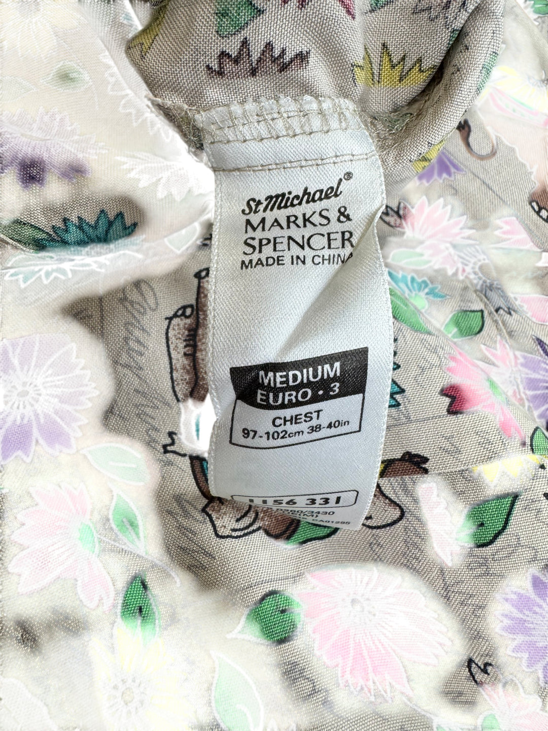 Marks & Spencer Floral Animal Pattern Silk Shirt - L - Think Vintage Online Ltd