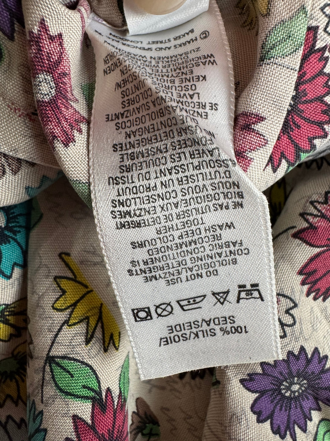 Marks & Spencer Floral Animal Pattern Silk Shirt - L - Think Vintage ltd