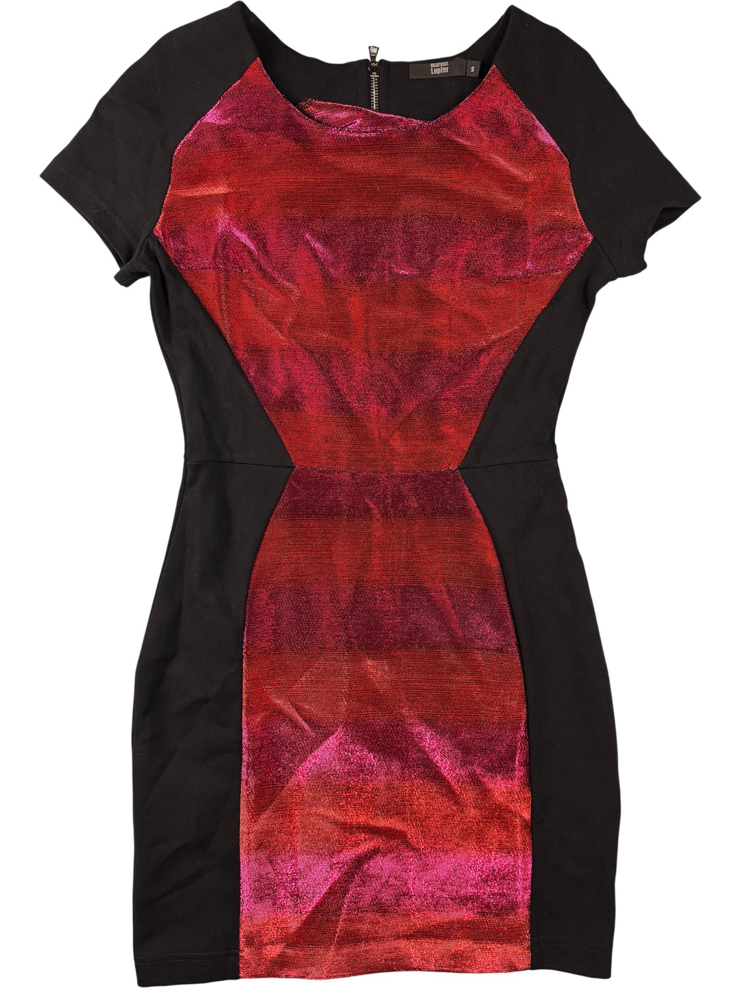 Markus Lupfer Red and Black Short Sleeve Dress - S - Think Vintage