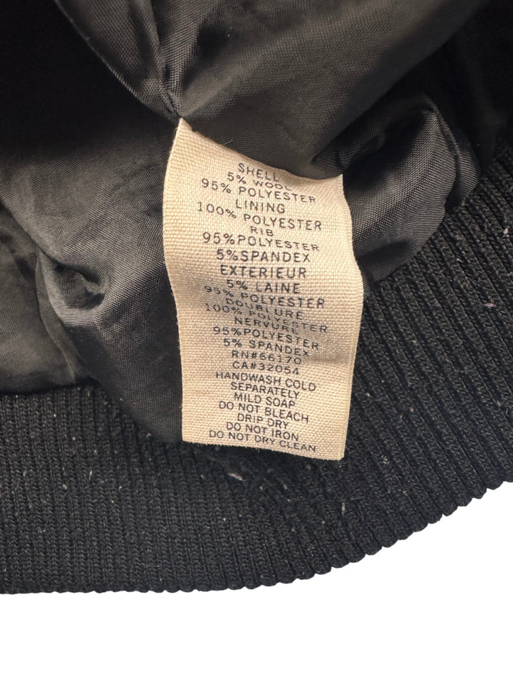 Maroon Varsity Jacket with Black Trim - S - Think Vintage Online Ltd