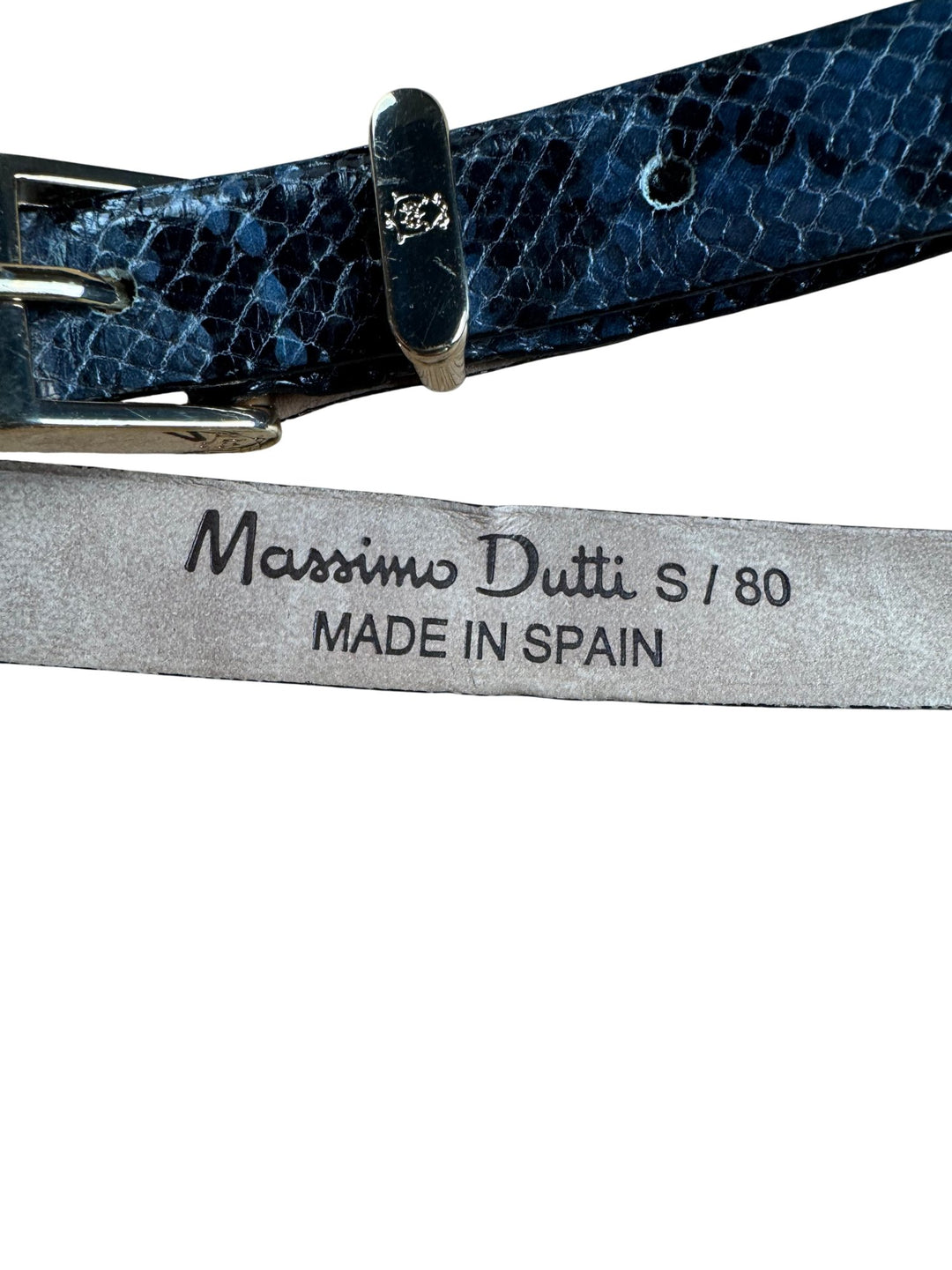 Massimo Dutti Blue Snakeskin Belt - W28-32 - Think Vintage ltd