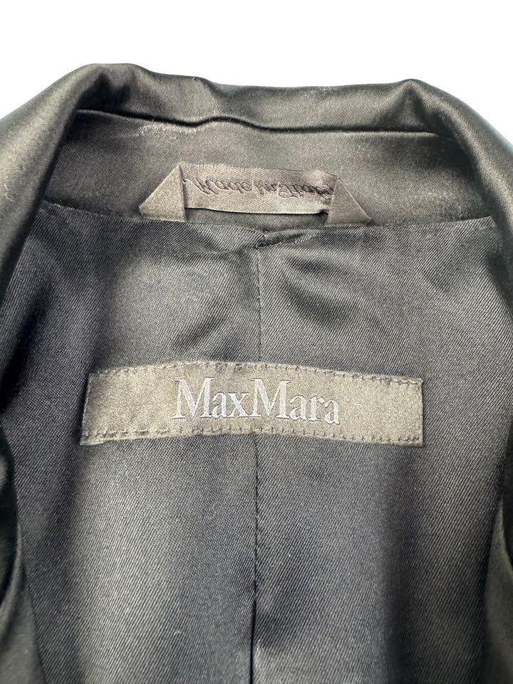 MaxMara Black Satin Blazer - M - Think Vintage ltd