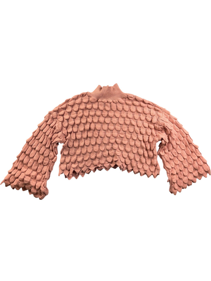 May Pink Textured Knit Sweater - M - Think Vintage