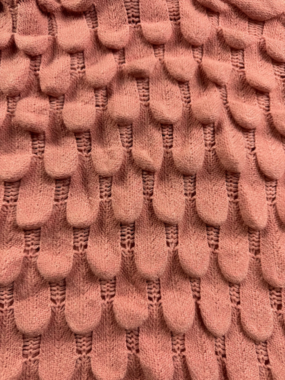 May Pink Textured Knit Sweater - M - Think Vintage