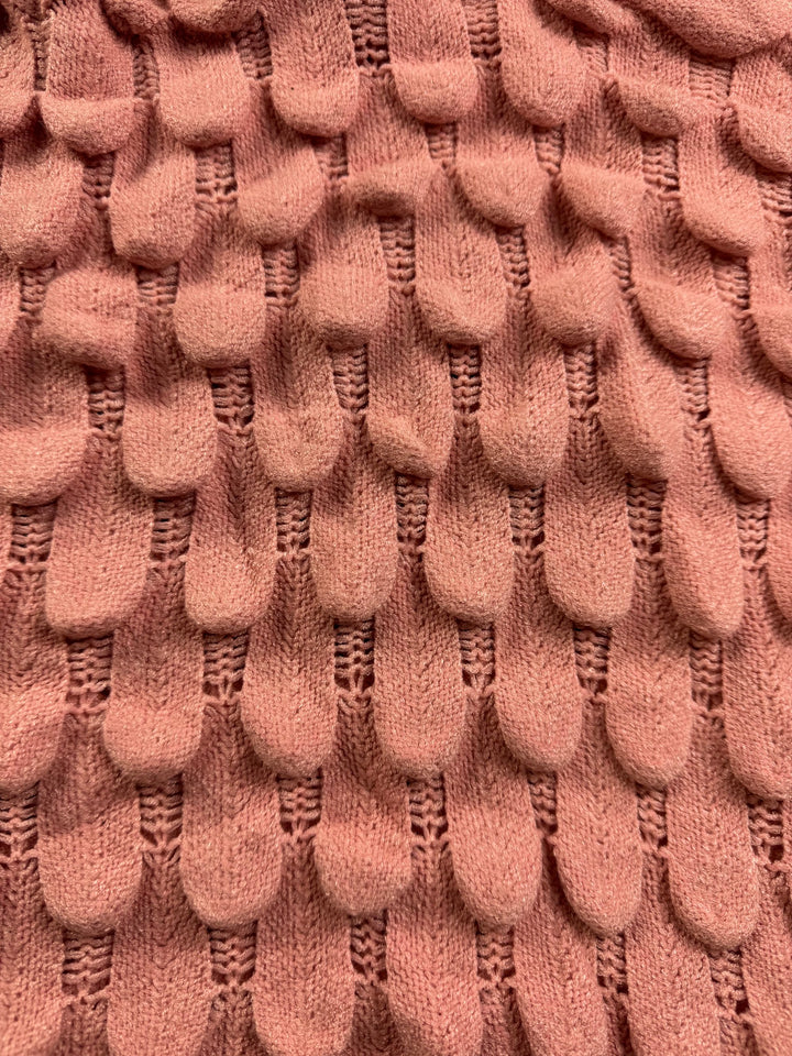 May Pink Textured Knit Sweater - M - Think Vintage