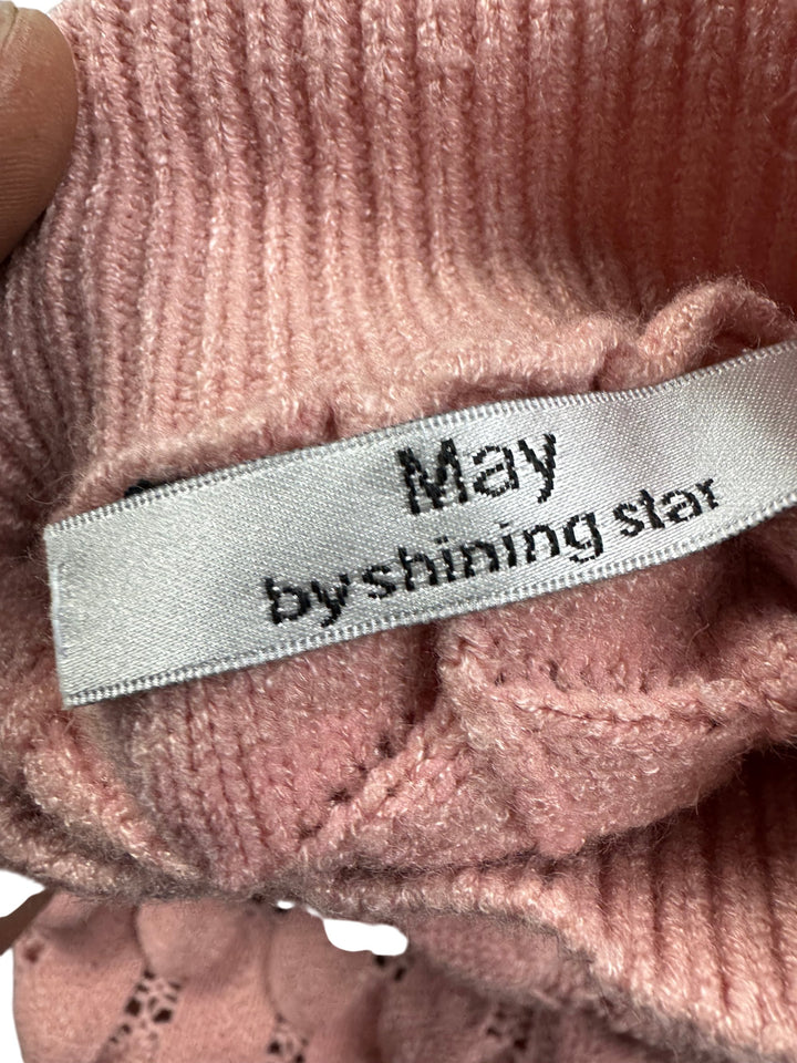 May Pink Textured Knit Sweater - M - Think Vintage