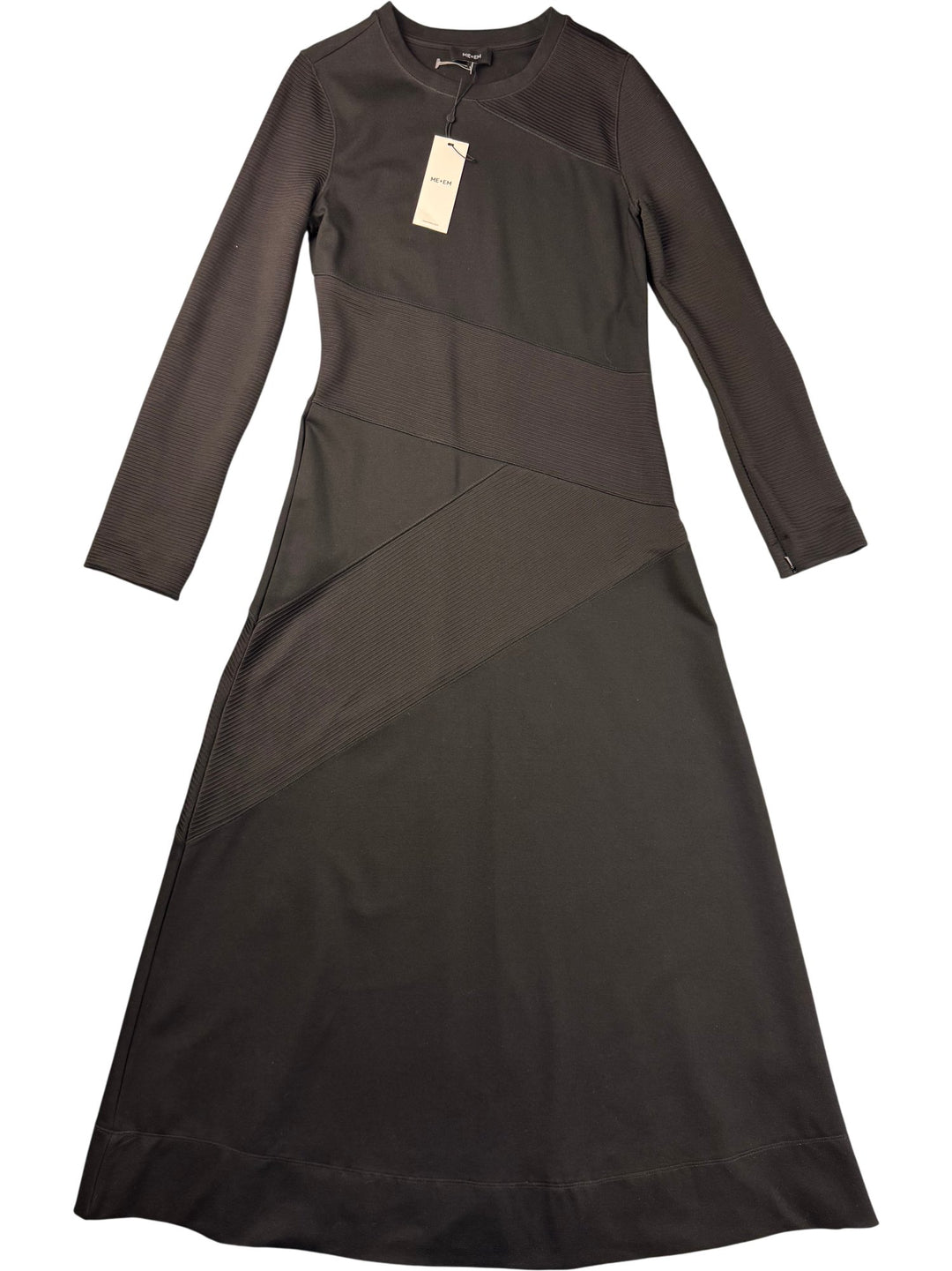Me+Em Texture Mix Fit And Flare Dress Black