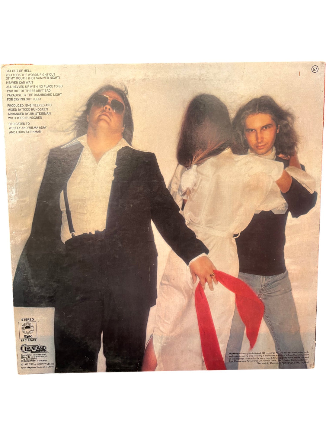Meat Loaf Bat Out Of Hell Vinyl Record - Fair - Think Vintage ltd