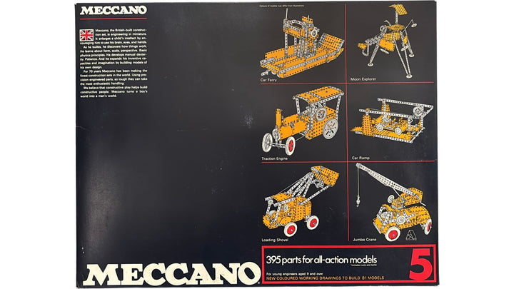 Meccano Set 5 Construction Kit 395 Parts for Action Models - Think Vintage Online Ltd
