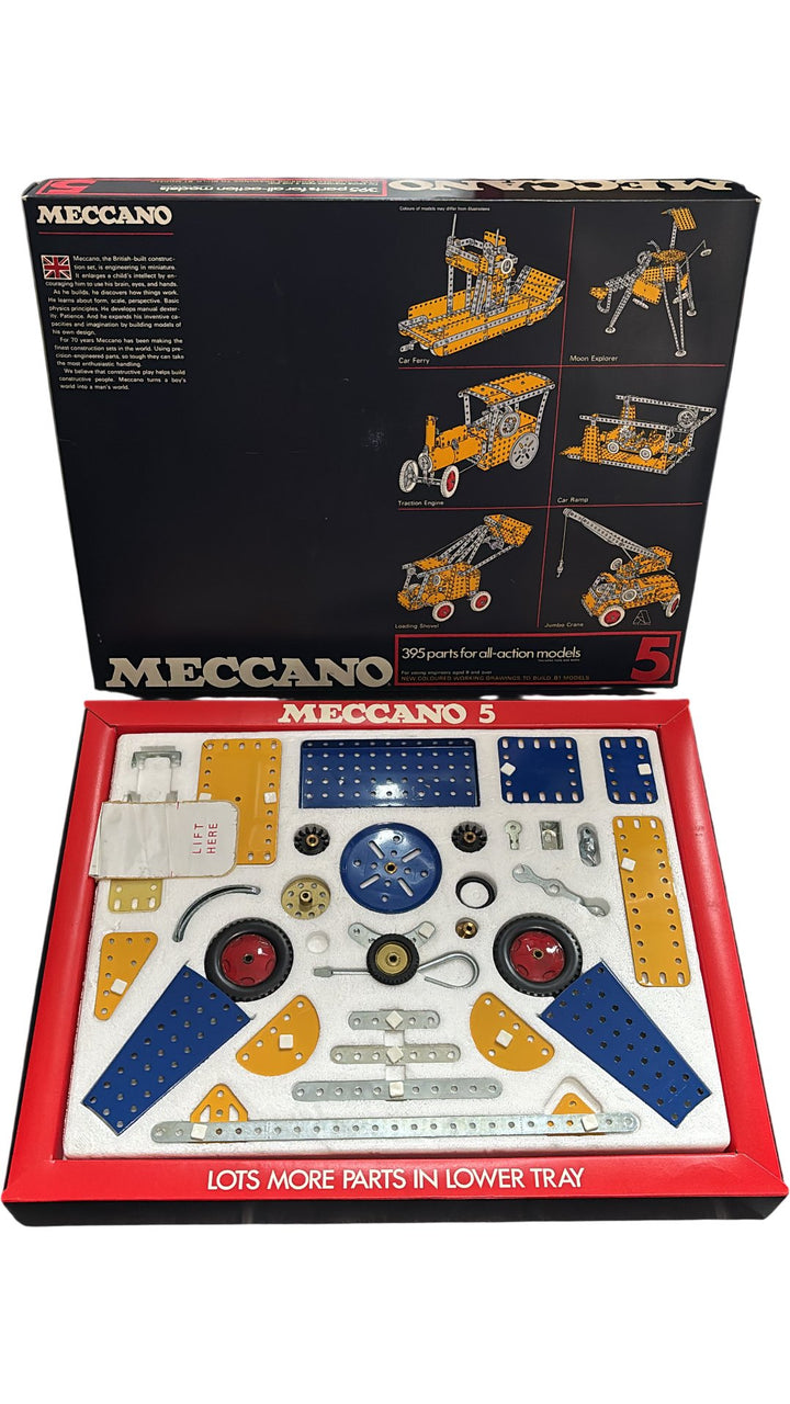 Meccano Set 5 Construction Kit 395 Parts for Action Models - Think Vintage Online Ltd