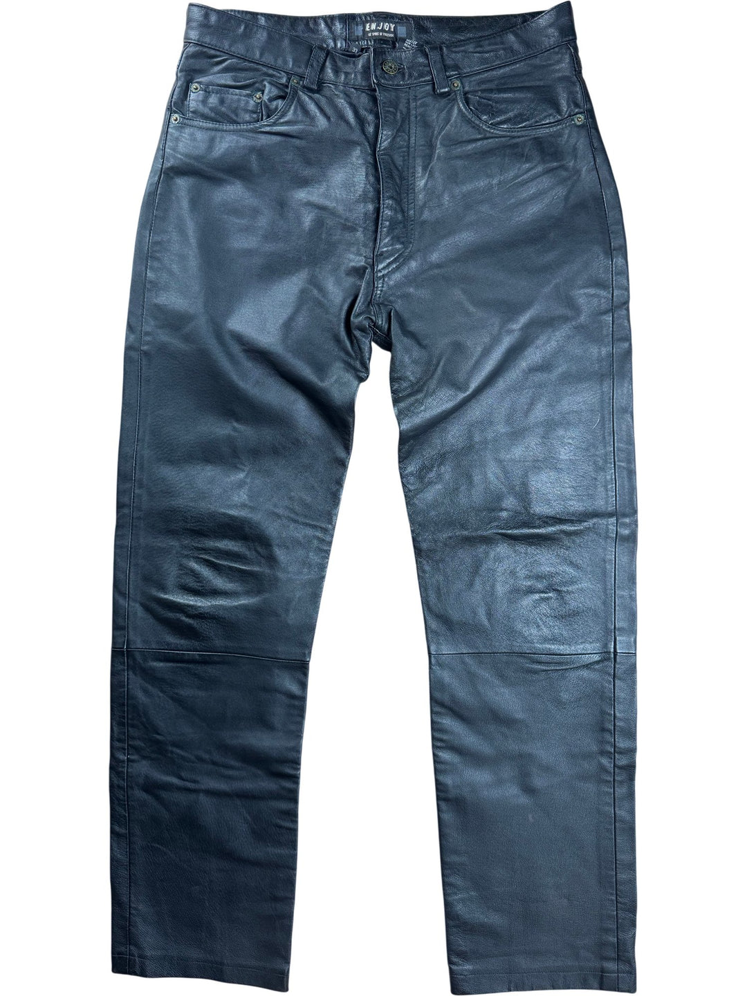 Men's Black Leather Trousers - W33 - Think Vintage ltd