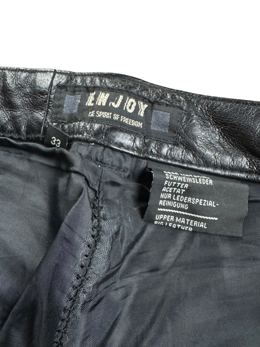 Men's Black Leather Trousers - W33 - Think Vintage ltd